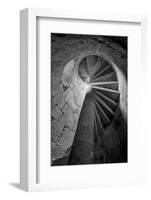 Mexico, Black and White Image of Circular Stone Staircase in Mission De San Francisco San Borja-Judith Zimmerman-Framed Photographic Print