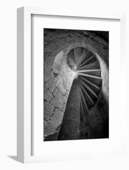 Mexico, Black and White Image of Circular Stone Staircase in Mission De San Francisco San Borja-Judith Zimmerman-Framed Photographic Print