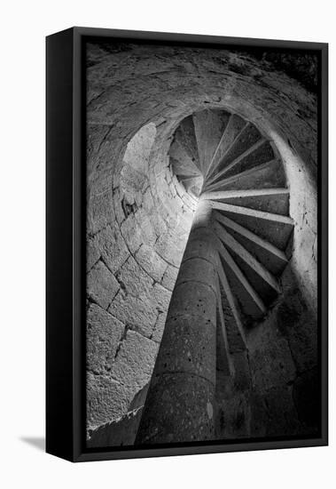 Mexico, Black and White Image of Circular Stone Staircase in Mission De San Francisco San Borja-Judith Zimmerman-Framed Stretched Canvas