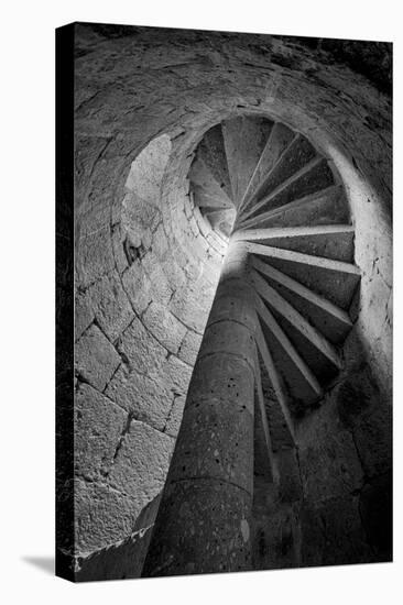 Mexico, Black and White Image of Circular Stone Staircase in Mission De San Francisco San Borja-Judith Zimmerman-Stretched Canvas