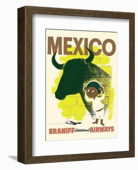 Mexico - Bull and Boy Matador - Braniff International Airways-null-Framed Art Print