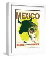 Mexico - Bull and Boy Matador - Braniff International Airways-null-Framed Art Print