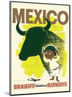 Mexico - Bull and Boy Matador - Braniff International Airways-null-Mounted Art Print