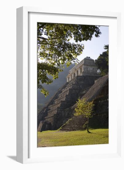 Mexico, Chiapas, Palenque, Mayan Temple of Inscriptions-Frans Lemmens-Framed Photographic Print