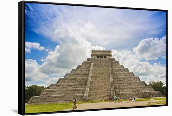 Mexico, Chichen Itza. the North Side and Main Stairway of the Main Pyramid-David Slater-Framed Stretched Canvas