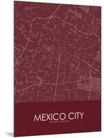 Mexico City, Mexico Red Map-null-Mounted Poster