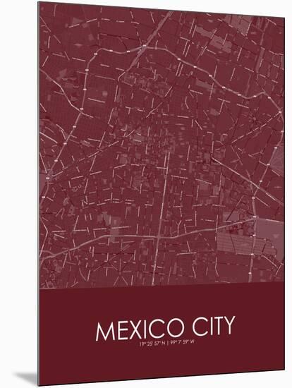 Mexico City, Mexico Red Map-null-Mounted Poster