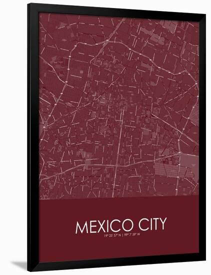 Mexico City, Mexico Red Map-null-Framed Poster