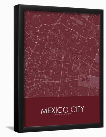 Mexico City, Mexico Red Map-null-Framed Poster