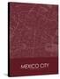 Mexico City, Mexico Red Map-null-Stretched Canvas
