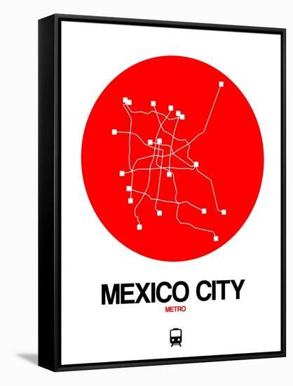 Mexico City Red Subway Map-NaxArt-Framed Stretched Canvas