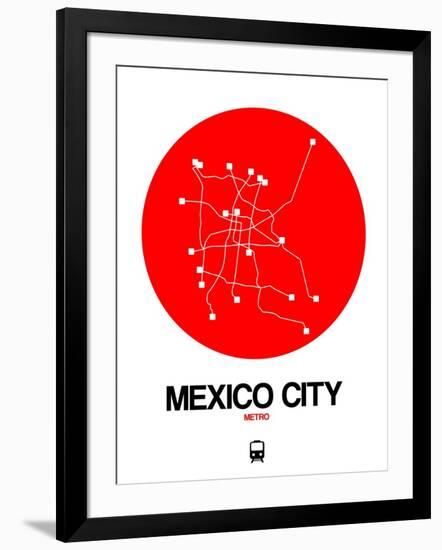 Mexico City Red Subway Map-NaxArt-Framed Art Print