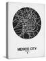 Mexico City Street Map Black on White-NaxArt-Stretched Canvas