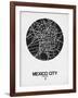 Mexico City Street Map Black on White-NaxArt-Framed Art Print