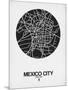 Mexico City Street Map Black on White-NaxArt-Mounted Art Print