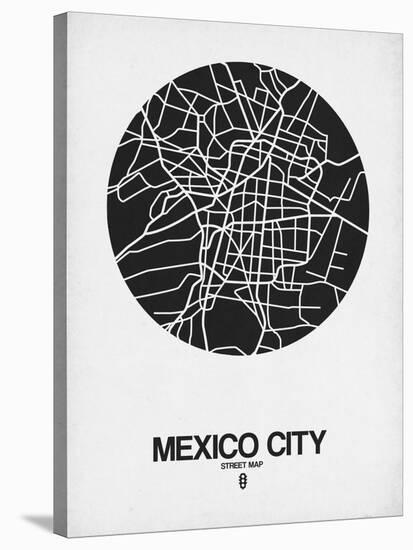 Mexico City Street Map Black on White-NaxArt-Stretched Canvas