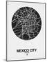 Mexico City Street Map Black on White-NaxArt-Mounted Art Print