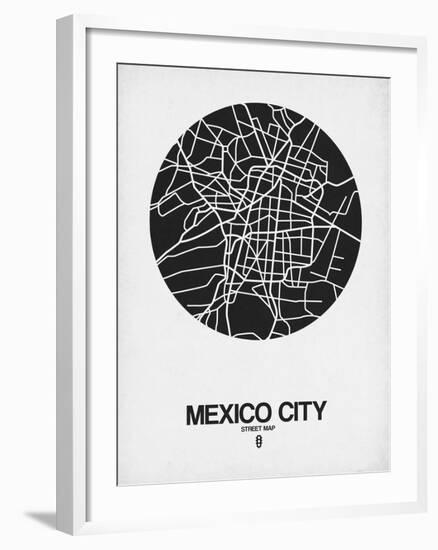 Mexico City Street Map Black on White-NaxArt-Framed Art Print