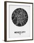 Mexico City Street Map Black on White-NaxArt-Framed Art Print