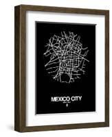 Mexico City Street Map Black-NaxArt-Framed Art Print