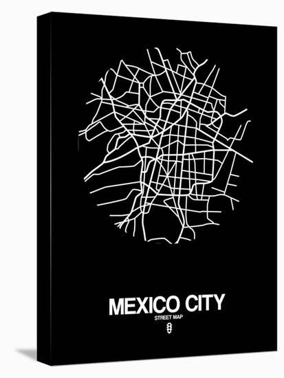 Mexico City Street Map Black-NaxArt-Stretched Canvas
