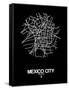 Mexico City Street Map Black-NaxArt-Framed Stretched Canvas