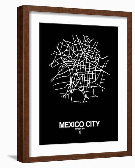 Mexico City Street Map Black-NaxArt-Framed Art Print