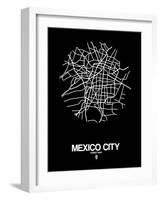 Mexico City Street Map Black-NaxArt-Framed Art Print