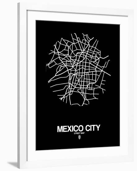 Mexico City Street Map Black-NaxArt-Framed Art Print