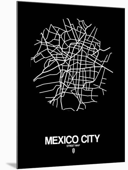 Mexico City Street Map Black-NaxArt-Mounted Art Print