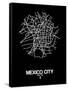 Mexico City Street Map Black-NaxArt-Framed Stretched Canvas