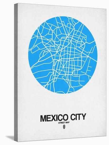Mexico City Street Map Blue-NaxArt-Stretched Canvas