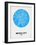 Mexico City Street Map Blue-NaxArt-Framed Art Print