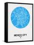 Mexico City Street Map Blue-NaxArt-Framed Stretched Canvas