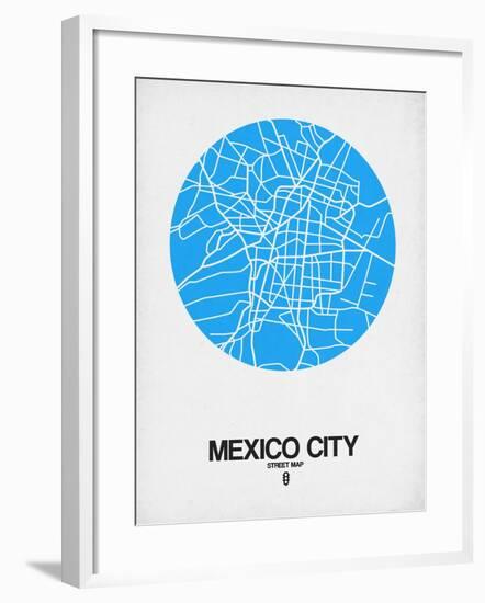 Mexico City Street Map Blue-NaxArt-Framed Art Print