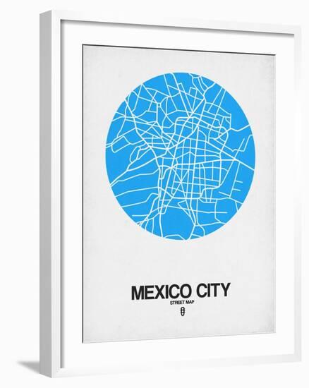 Mexico City Street Map Blue-NaxArt-Framed Art Print