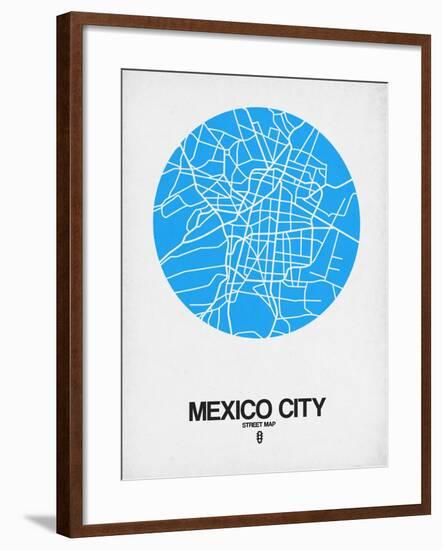 Mexico City Street Map Blue-NaxArt-Framed Art Print