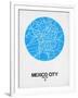 Mexico City Street Map Blue-NaxArt-Framed Art Print