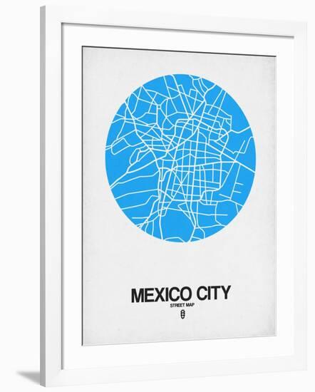 Mexico City Street Map Blue-NaxArt-Framed Art Print