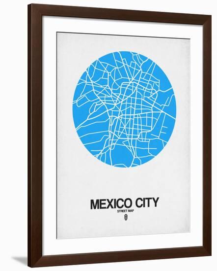 Mexico City Street Map Blue-NaxArt-Framed Art Print