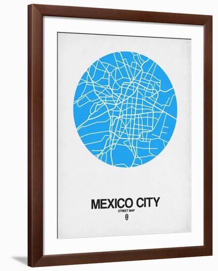 Mexico City Street Map Blue-NaxArt-Framed Art Print