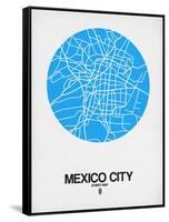 Mexico City Street Map Blue-NaxArt-Framed Stretched Canvas