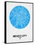 Mexico City Street Map Blue-NaxArt-Framed Stretched Canvas