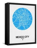 Mexico City Street Map Blue-NaxArt-Framed Stretched Canvas