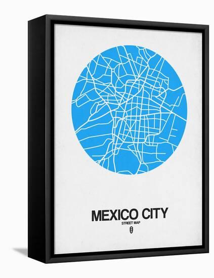 Mexico City Street Map Blue-NaxArt-Framed Stretched Canvas