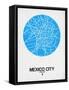 Mexico City Street Map Blue-NaxArt-Framed Stretched Canvas