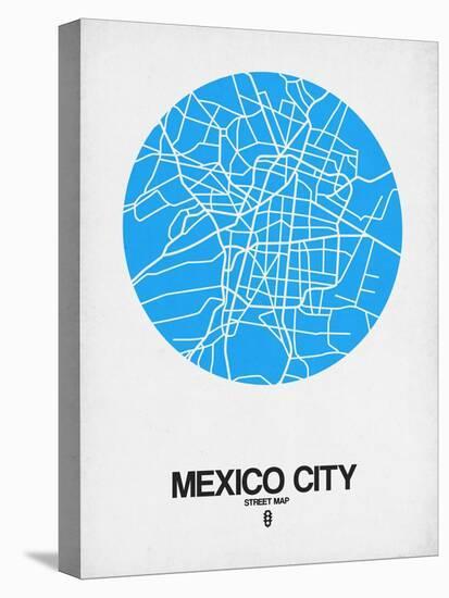 Mexico City Street Map Blue-NaxArt-Stretched Canvas