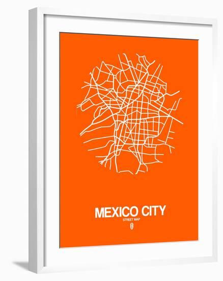 Mexico City Street Map Orange-NaxArt-Framed Art Print