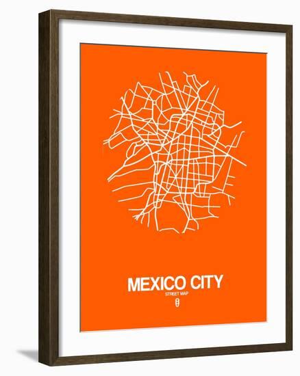 Mexico City Street Map Orange-NaxArt-Framed Art Print