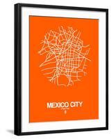 Mexico City Street Map Orange-NaxArt-Framed Art Print